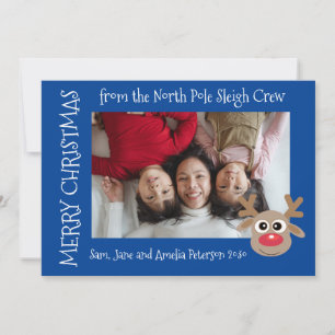 Tarjeta Festiva Navidades azules de reno Personalizado lindo foto
