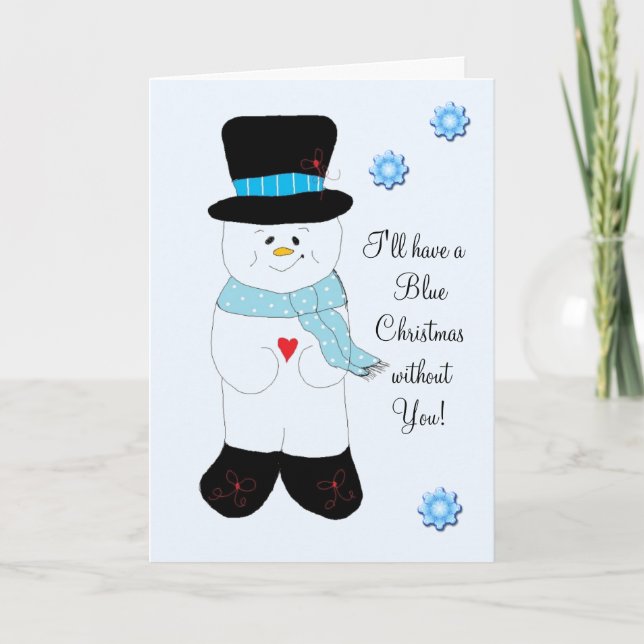 Tarjeta Festiva Navidades azules de Snowman (Anverso)