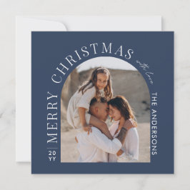 Tarjeta Festiva Navidades azules del collage de fotografías de tip