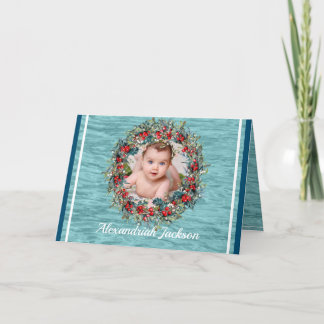 Tarjeta Festiva Navidades azules y blancos tu foto Agua Náutica