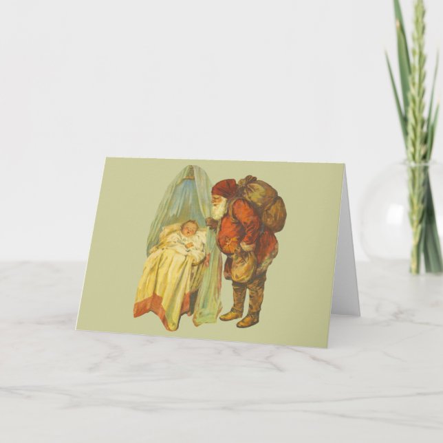 Tarjeta Festiva Navidades Baby Santa Clause Vintage (Anverso)