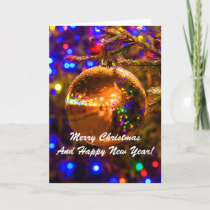 Tarjeta Festiva Navidades Ball Iluminación Amarilla