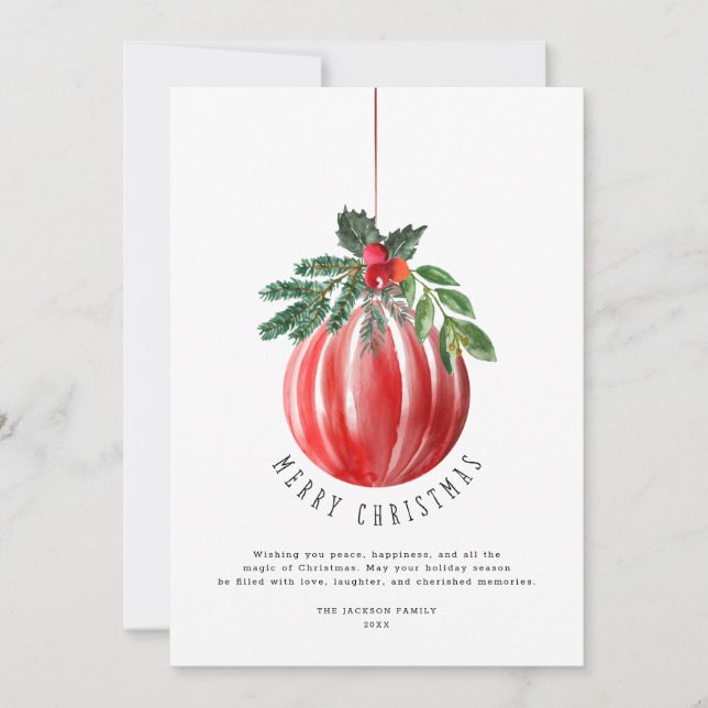 Tarjeta Festiva Navidades Ball Merry Christmas Non Photo (Anverso)