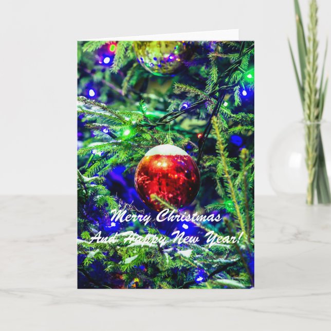 Tarjeta Festiva Navidades Ball Red Green (Anverso)