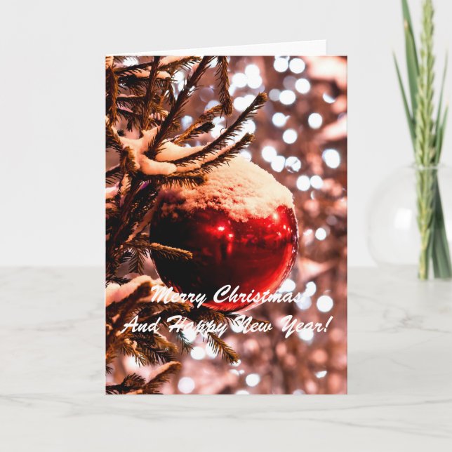 Tarjeta Festiva Navidades Ball Red Light (Anverso)