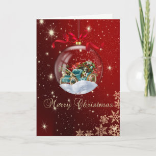 Tarjeta Festiva Navidades Ball Retro Car Snowflakes