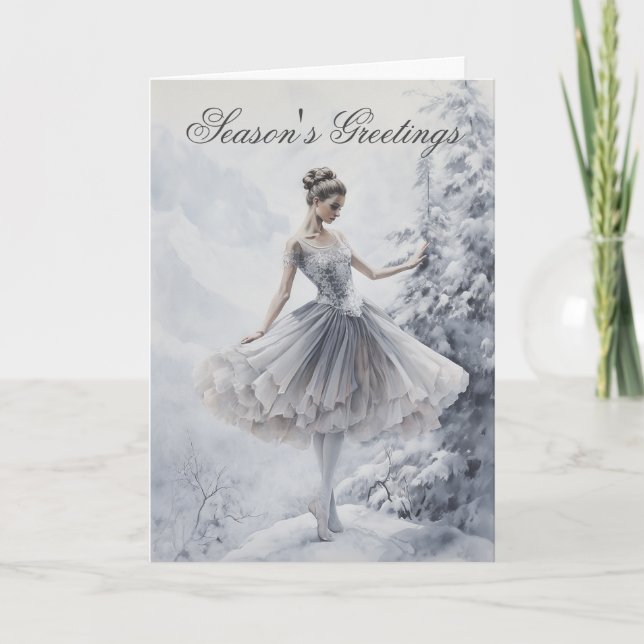 Tarjeta Festiva Navidades Ballerina de la Reina de la Nieve del Ba (Anverso)