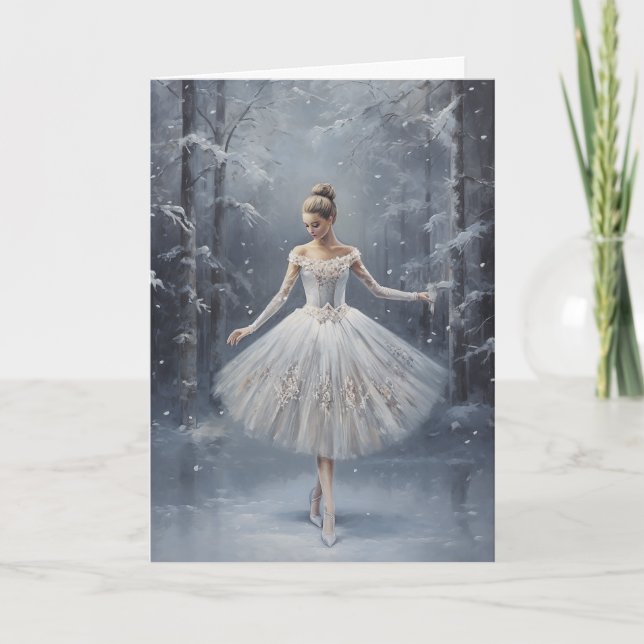 Tarjeta Festiva Navidades Ballerina de la Reina de la Nieve del Ba (Anverso)