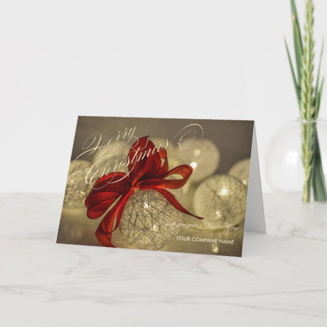 Tarjeta Festiva Navidades Balls Red Bow Company Saludo (Anverso)