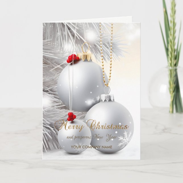 Tarjeta Festiva Navidades Balls Silver Tree Brands Corporate (Anverso)