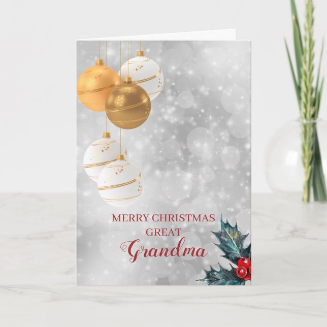 Tarjeta Festiva Navidades Balls Y Holly Berries (Anverso)