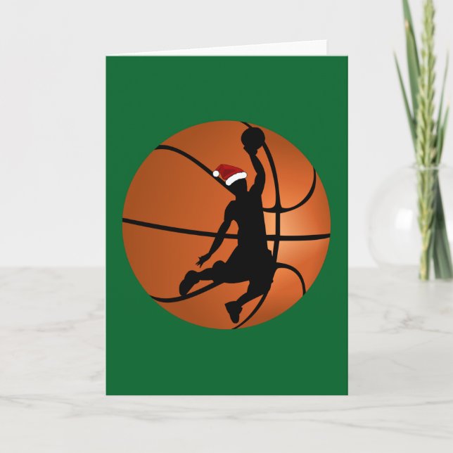 Tarjeta Festiva Navidades Baloncestistas en baloncesto (Anverso)