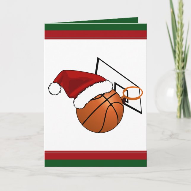 Tarjeta Festiva Navidades Baloncesto y Hoop (Anverso)