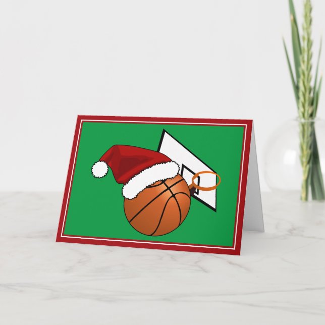 Tarjeta Festiva Navidades Baloncesto y Hoop (Anverso)