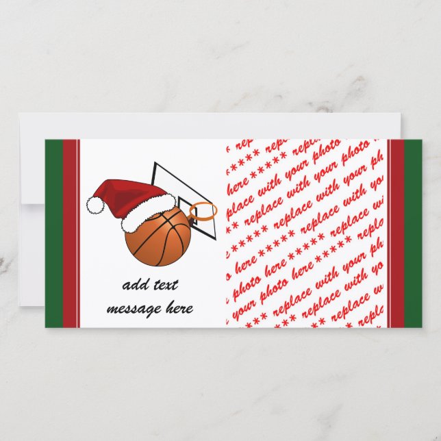 Tarjeta Festiva Navidades Baloncesto y Hoop (Anverso)