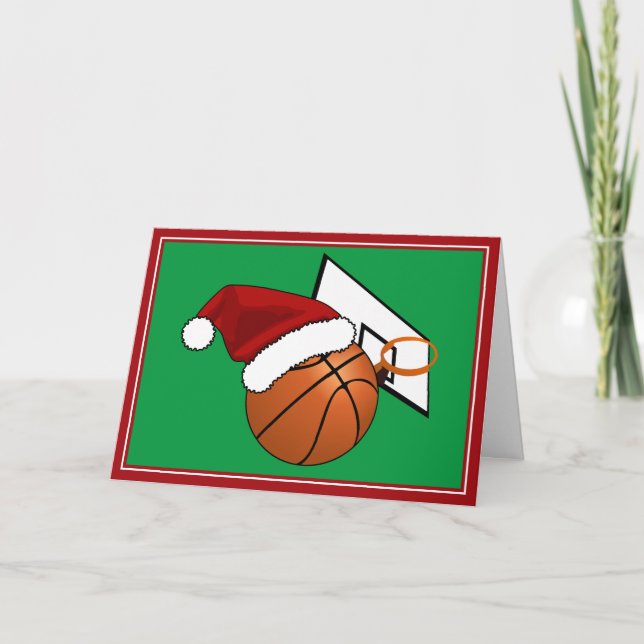 Tarjeta Festiva Navidades Baloncesto y Hoop (Anverso)