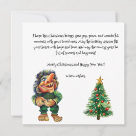 Tarjeta Festiva Navidades baratos en trolls y luz de árbol