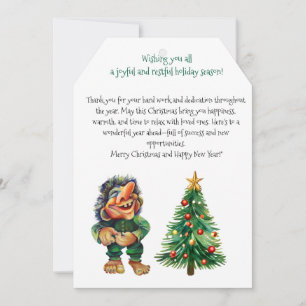 Tarjeta Festiva Navidades baratos en trolls y luz de árbol