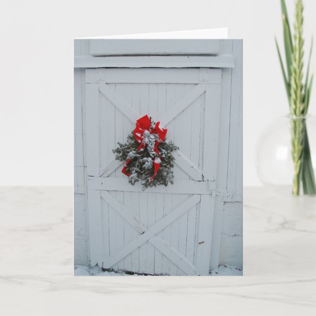 Tarjeta Festiva Navidades Barn Door (Anverso)
