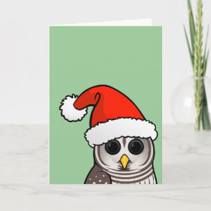 Tarjeta Festiva Navidades Barred Owl Santa
