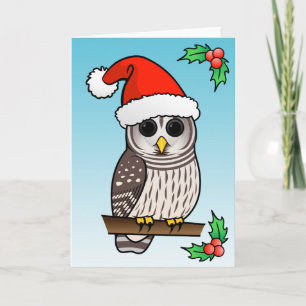 Tarjeta Festiva Navidades Barred Owl Santa