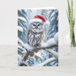 Tarjeta Festiva Navidades BARRED OWL - WILDLIFE