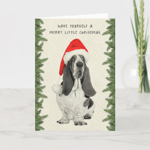 Tarjeta Festiva Navidades Basset Hound Vintage Style