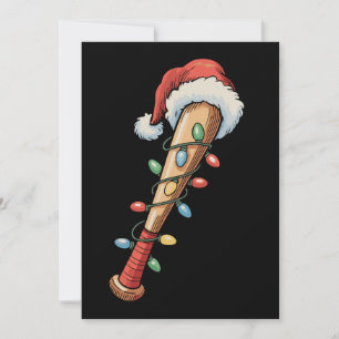 Tarjeta Festiva Navidades Bate de béisbol Santa Hat Xmas Luces Ret