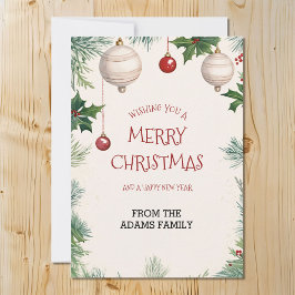 Tarjeta Festiva Navidades Bauble Holiday Ornament Ivy y Fir