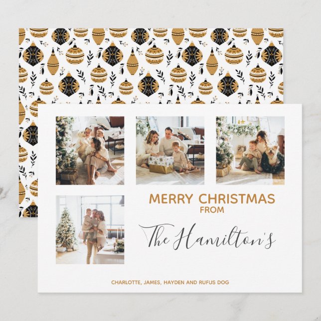 Tarjeta Festiva Navidades Bauble Patrullado 4 Foto Personalizada (Anverso / Reverso)
