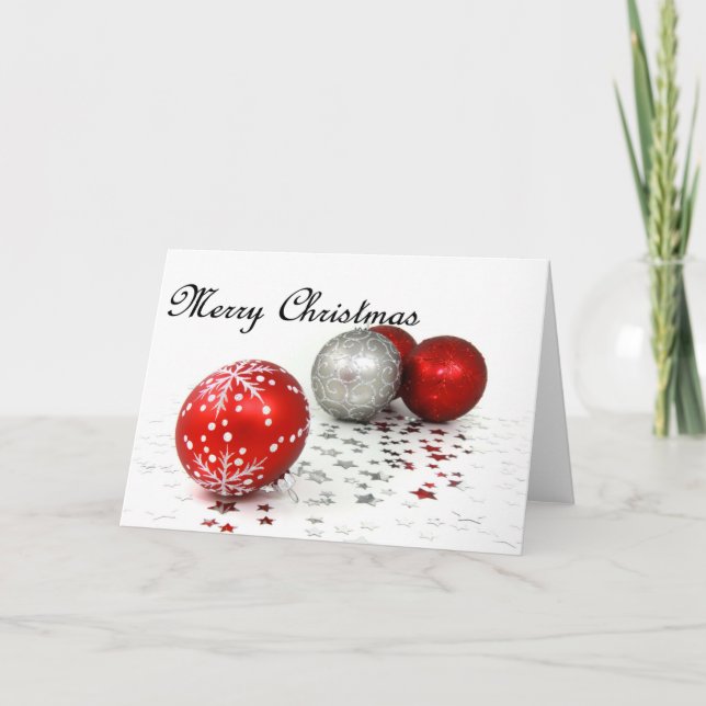 Tarjeta Festiva Navidades Baubles Greeting (Anverso)