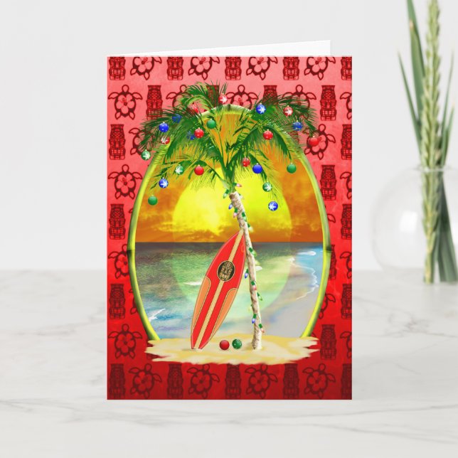 Tarjeta Festiva Navidades Beach Sunset (Anverso)