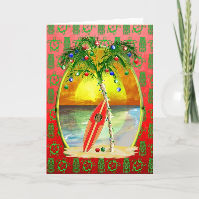 Tarjeta Festiva Navidades Beach Sunset (Anverso)