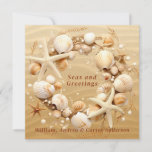 Tarjeta Festiva Navidades Beach Tropical Seasheles Starfish<br><div class="desc">En una playa de arena hay Navidades que corean con casetas de mar y algas marinas. Para aquellos afortunados que no tienen que lidiar con toneladas de nieve y pueden ir a la playa en invierno. Contenido generativo</div>