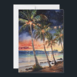 Tarjeta Festiva Navidades Beach Watercolor<br><div class="desc">navidades playa hermosa Navidad,  alegres vacaciones de verano,  regalo ilustracion de palma fiesta,  árbol de la naturaleza feliz,  vacaciones tropicales,  acuarela pintura navidad playa</div>