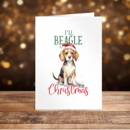 Tarjeta Festiva Navidades Beagal Felices Fiestas graciosas