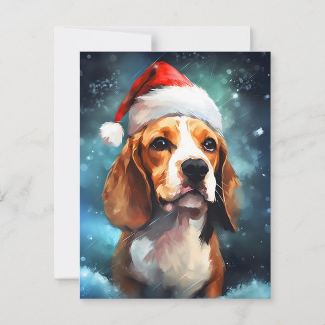 Tarjeta Festiva Navidades Beagle pinchan arte (Anverso)