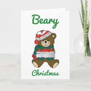 Tarjeta Festiva Navidades Beary Teddy Bear Feliz Deseos navideños