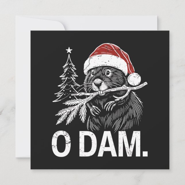 Tarjeta Festiva Navidades Beaver O Dam (Anverso)