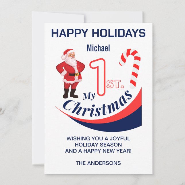 Tarjeta Festiva Navidades bebé "Mis primeros Navidades" (Anverso)