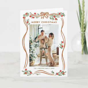 Tarjeta Festiva Navidades beiges de 5 fotos brillantes doblan cint