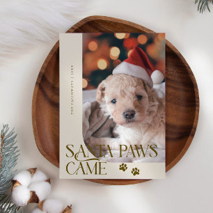 Tarjeta Festiva Navidades Beiges de Santa Paws se convirtieron en 
