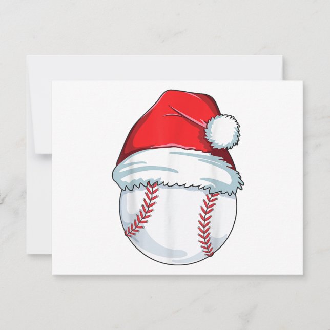 Tarjeta Festiva Navidades Béisbol Santa Hat Ball Niños Hombres (Anverso)