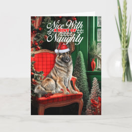 Tarjeta Festiva Navidades belgas de Tervuren perro travieso o agra