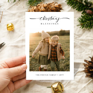 Tarjeta Festiva Navidades bendicen foto de familia moderna y rusa