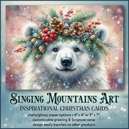 Tarjeta Festiva Navidades bendicen oso polar y cristiano honesto