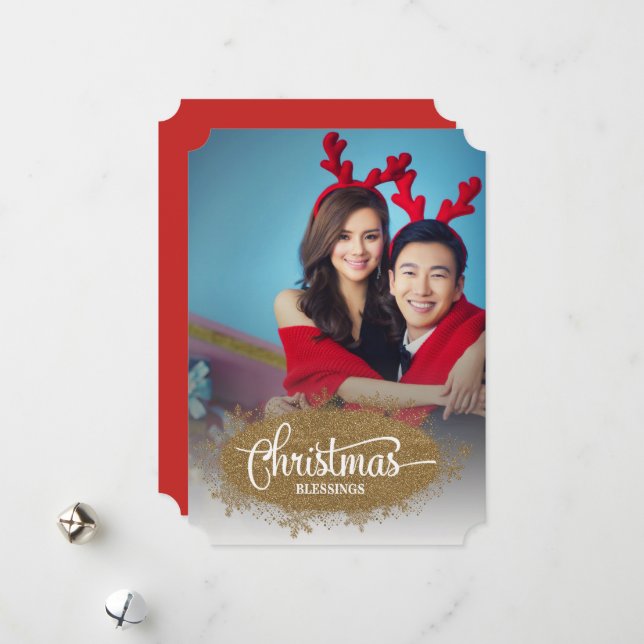 Tarjeta Festiva Navidades bendiciendo la festividad de un Purpurin (Anverso/Reverso In Situ)