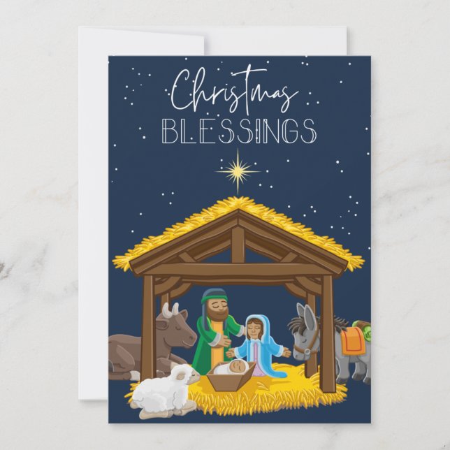 Tarjeta Festiva Navidades Bendiciendo Natividad Niño Jesús Cristia (Anverso)