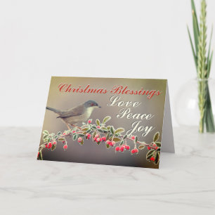 Tarjeta Festiva Navidades Bendiciones Aman la Alegría de la Paz, L