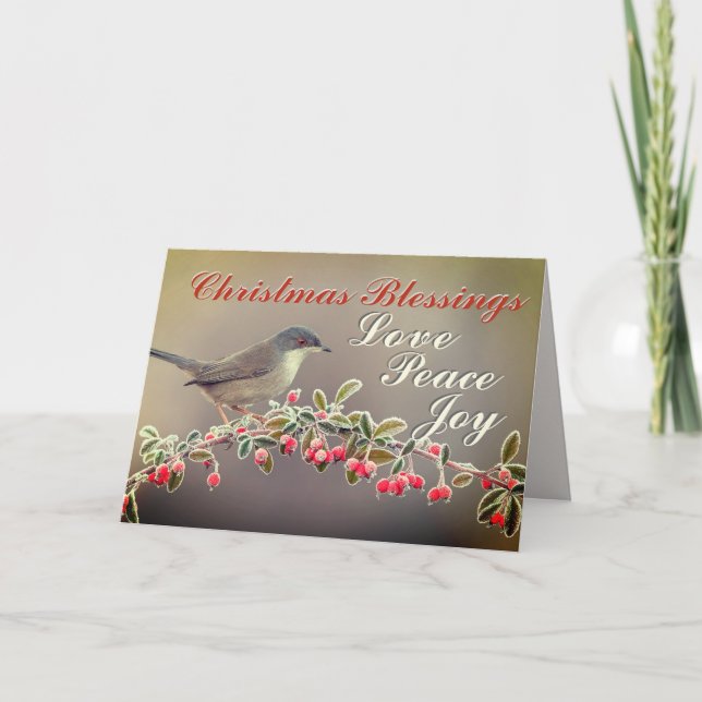 Tarjeta Festiva Navidades Bendiciones Aman la Alegría de la Paz, L (Anverso)